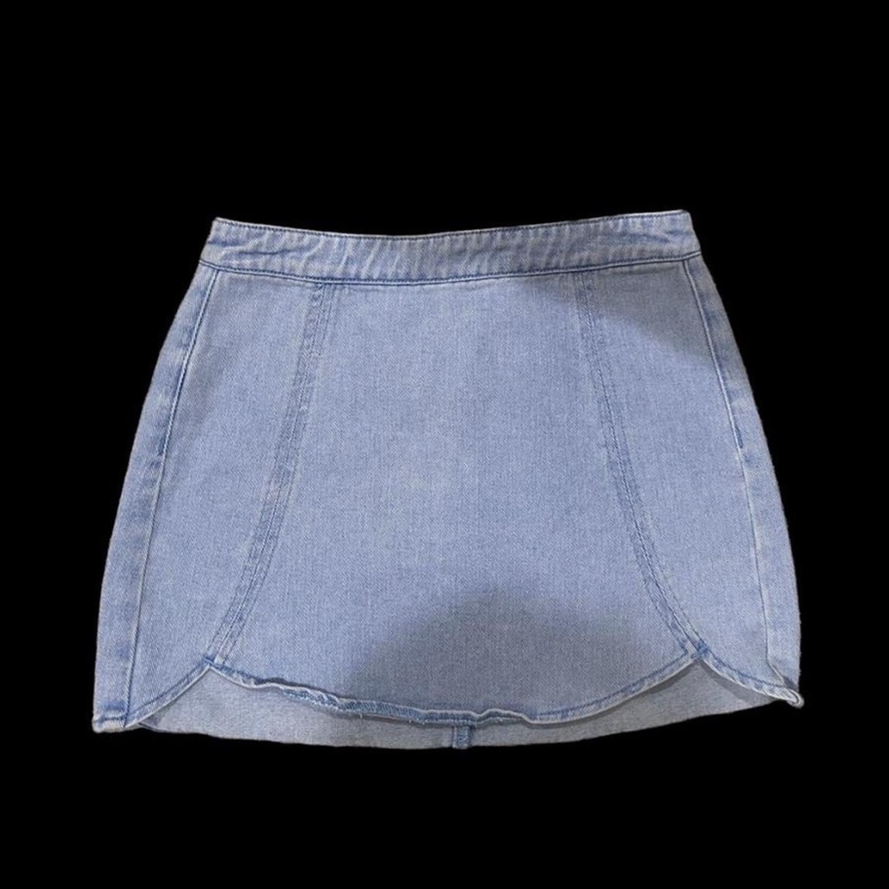 Light denim mini skirt